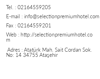 Selection Premium Hotel iletiim bilgileri
